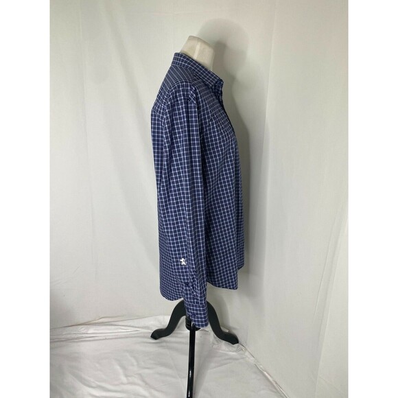 Bugatchi Uomo Men's Dress Shirt Blue Plaid Button-Down Cotton Size 16 / 34 - Picture 3 of 12